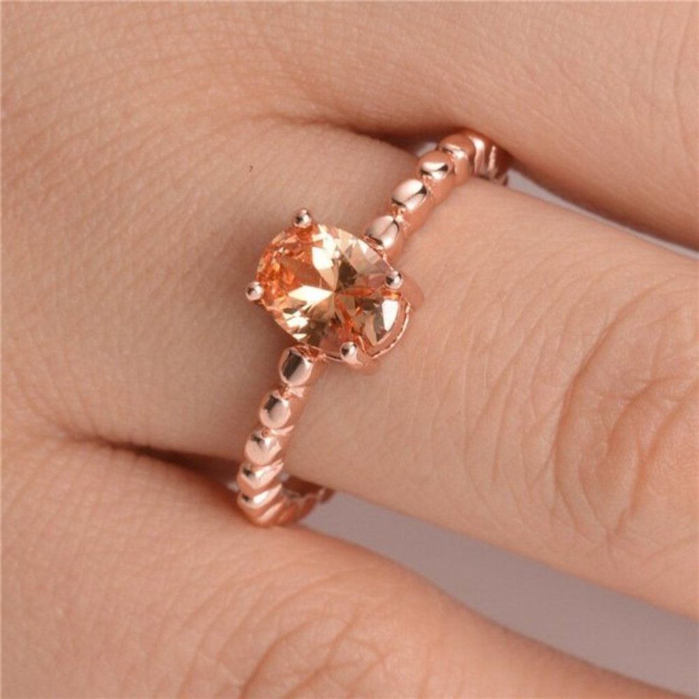 Rose Gold Filled Oval Cut Morganite Ring
